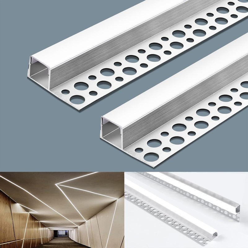 Caniuev 6 عبوات من قناة LED مدمجة 3.3 قدم بدون حواف من الألمنيوم للجدران والأسقف مع موزع حليبي - Image 1